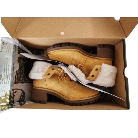 Timberland Women's Kori Park Combat Boots 8 Wheat Suede Mid Calf Lace Up New - Picture 6 of 10
